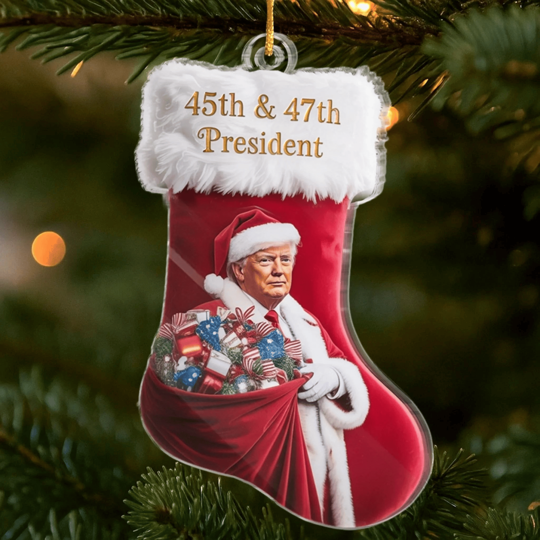 Donald Trump Acrylic Ornament 45 47 President Ornament US Patriotic Pride Gift for MAGA