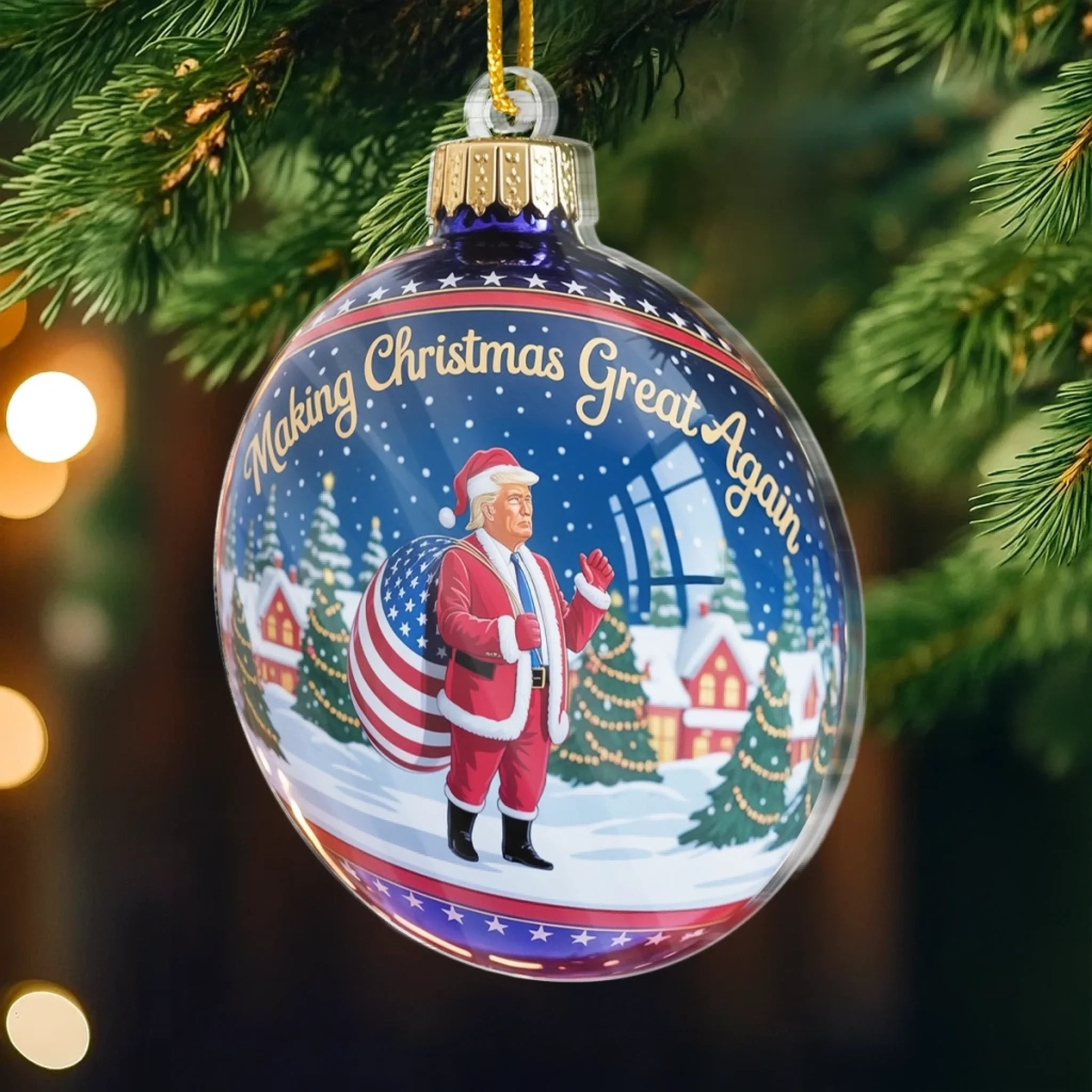 Donald Trump Acrylic Ornament Making Christmas Great Again Ornament US Patriotic Pride Gift