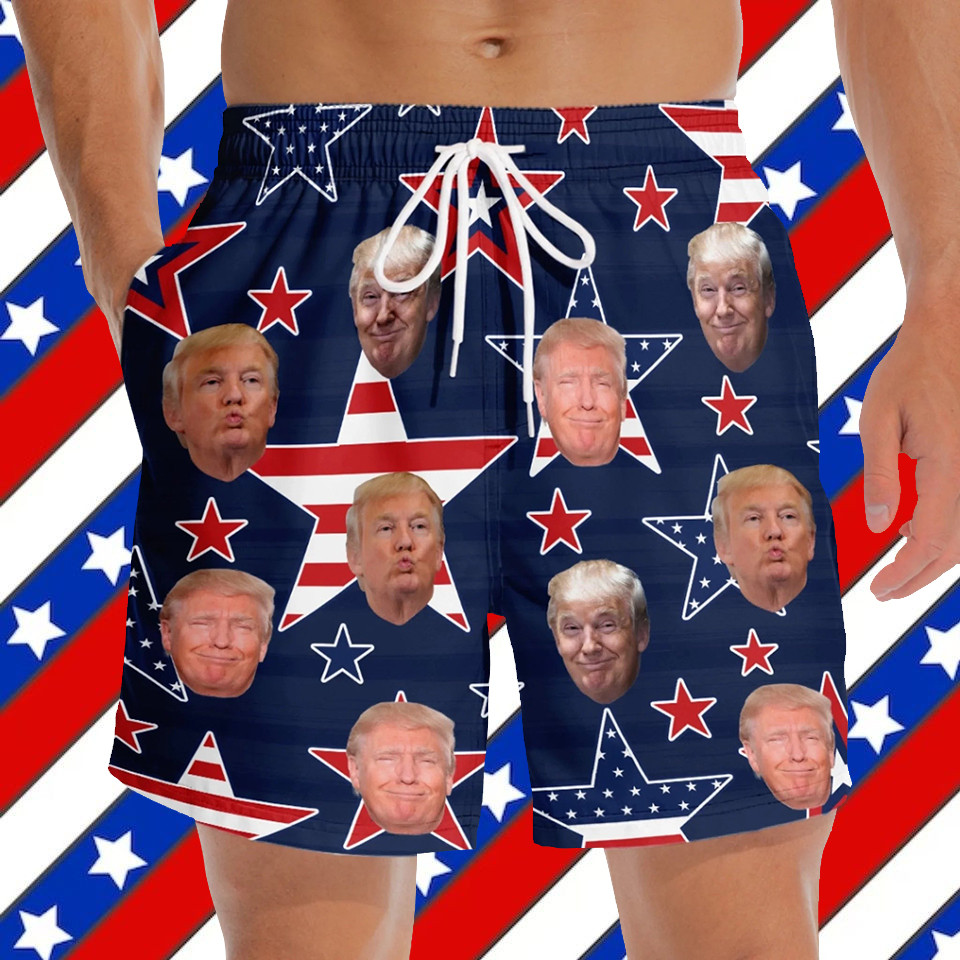 Donald Trump Face Hawaiian Shorts Funny Apparel Gifts For Trump Lovers