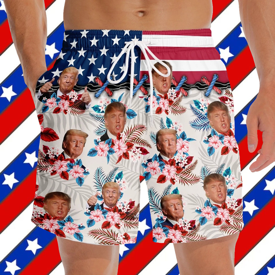 Donald Trump Face Tropical Hawaiian Shorts Funny Clothes Gifts For Trumpers