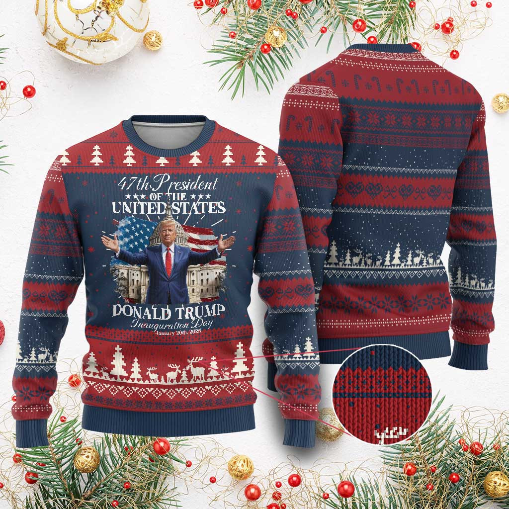 Donald Trump Inauguration Day 2025 Ugly Christmas Sweater US Flag Sweater Trump Gifts