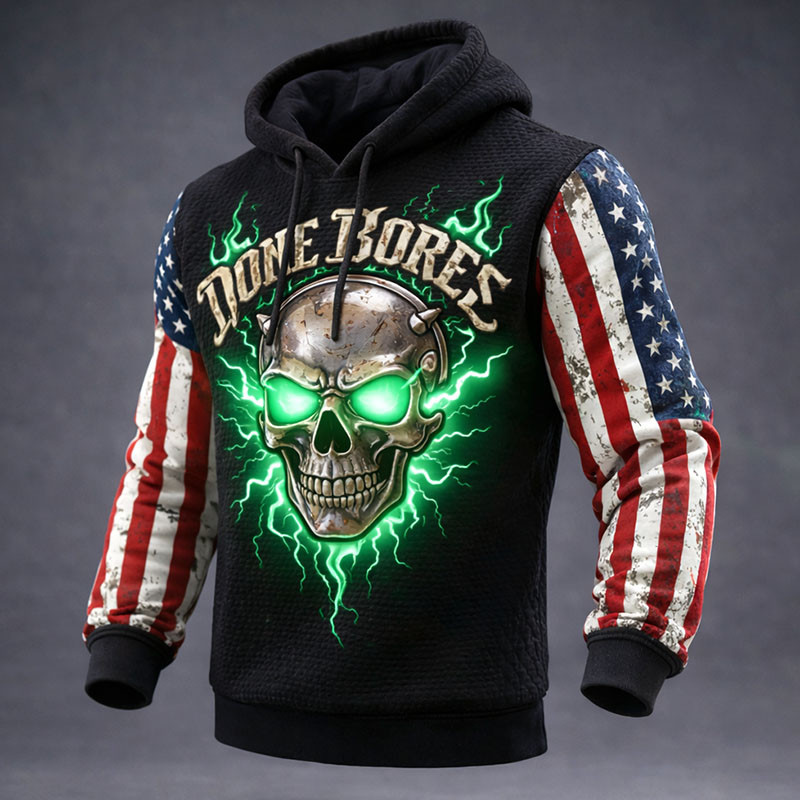 Done Bores Old Vetean Hoodie Patriotic Skull Hooded Sweatshirt Good Gift For Veterans