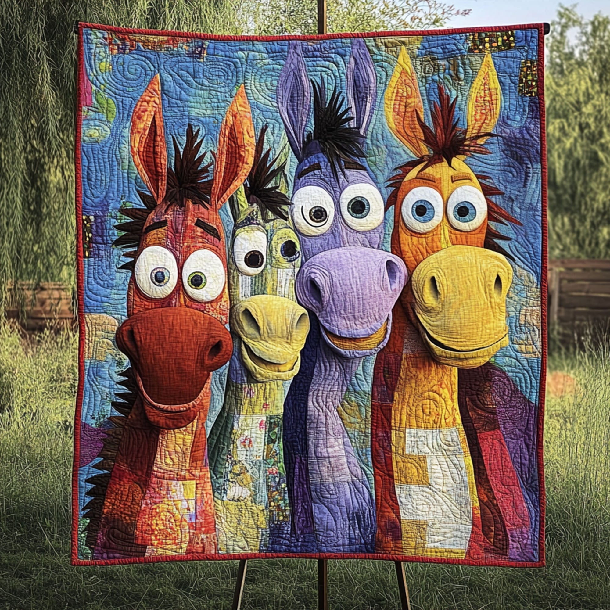 Donkey Adventures Quilted Blanket Winter Decor Blanket Donkey Gift Items