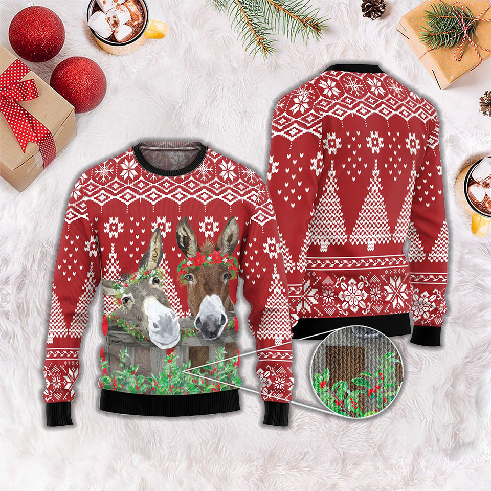 Donkey Buddies Ugly Christmas Sweater Funny Xmas Sweater Gift For Adults