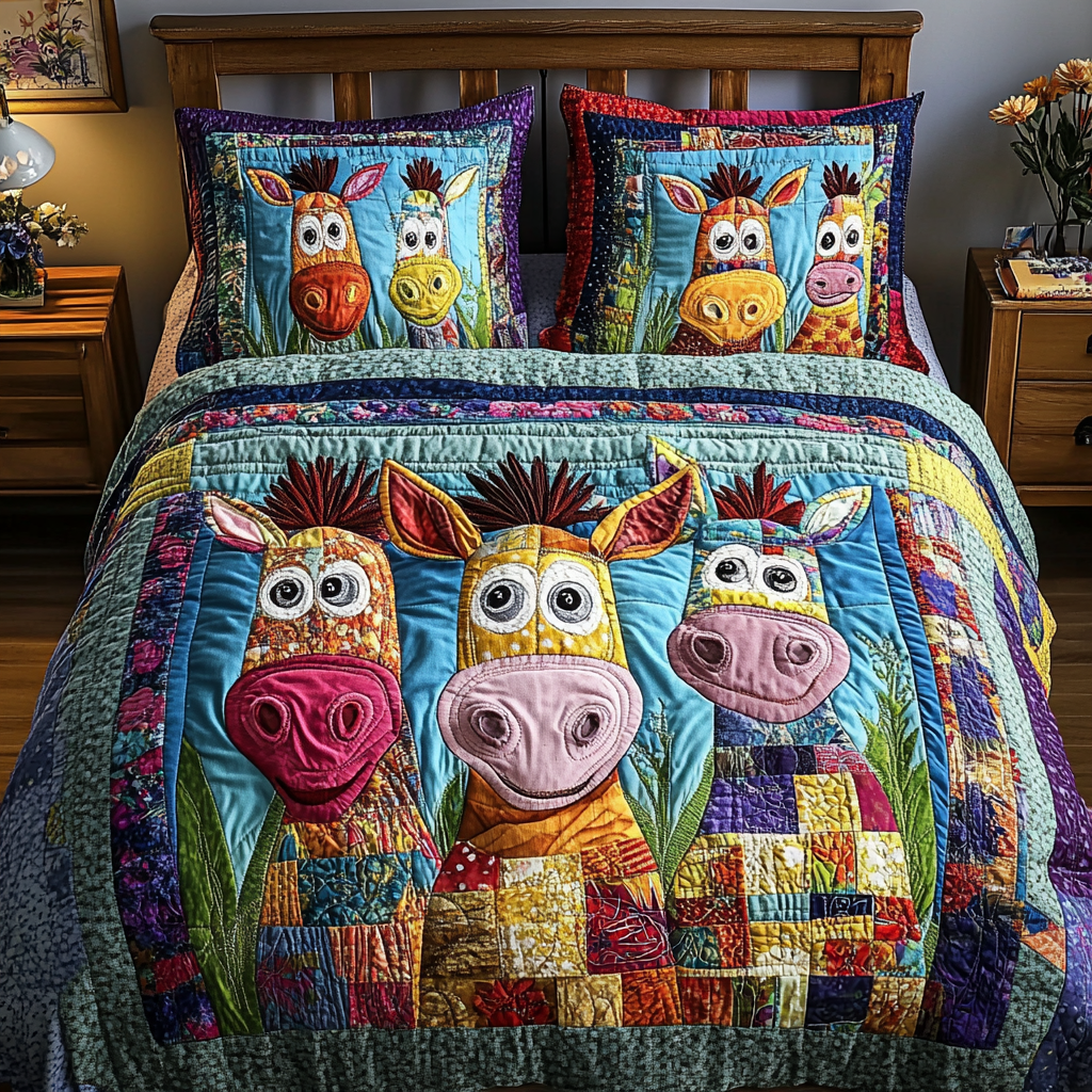 Donkey Delight Quilted Bedding Set Bedroom Decor Donkey Christmas Gifts