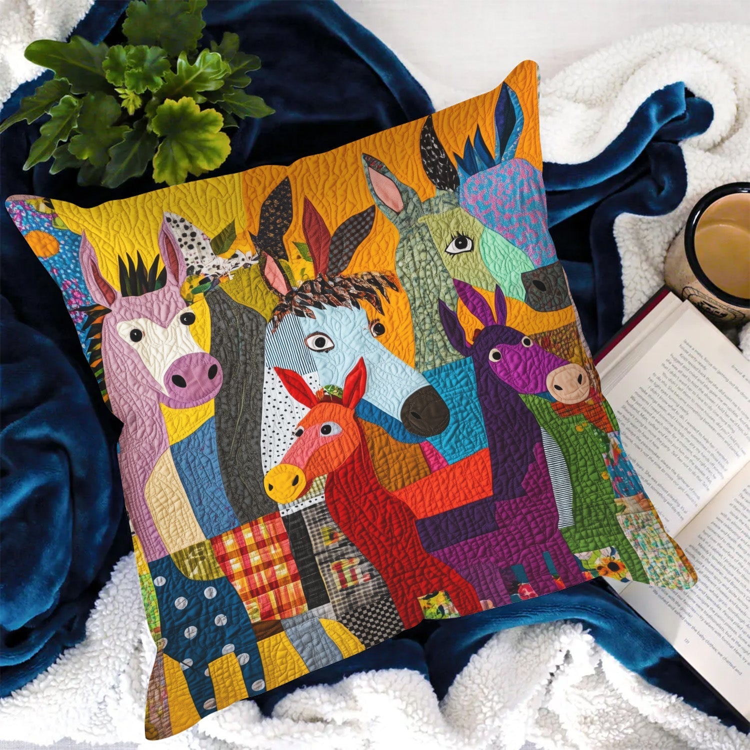 Donkey Delight Quilted Pillow Case Elegant Holiday Pillow Cover