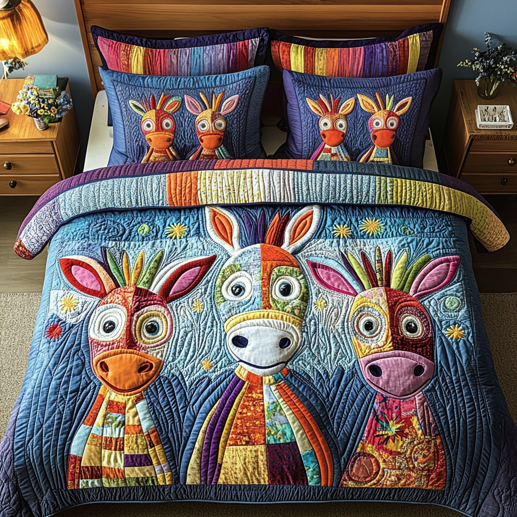 Donkey Dreams Quilted Bedding Set Bedroom Decorations Gifts For Donkey Lovers