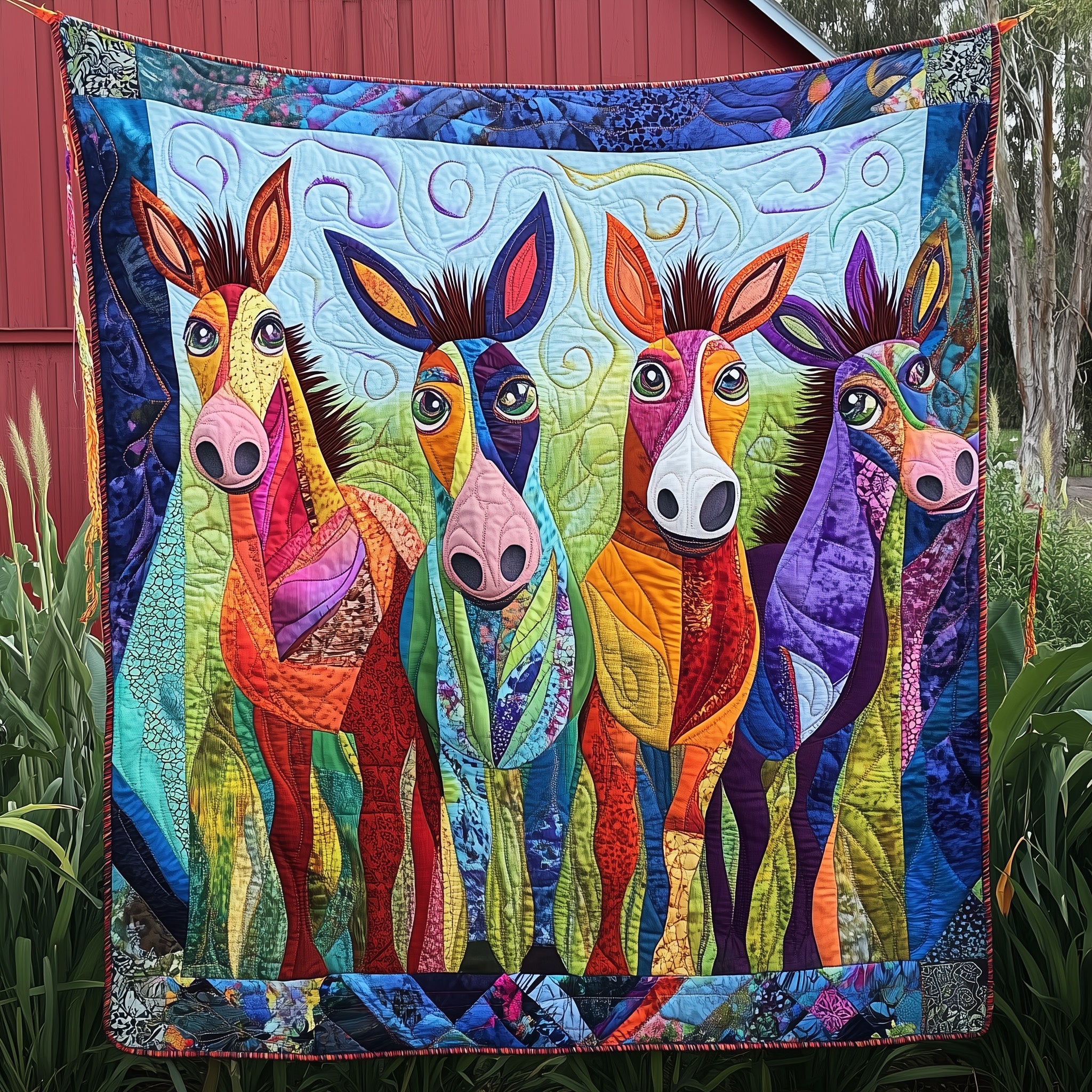 Donkey In The Farm Quilted Blanket Sofa Throw BlanketFamily Christmas Present Ideas