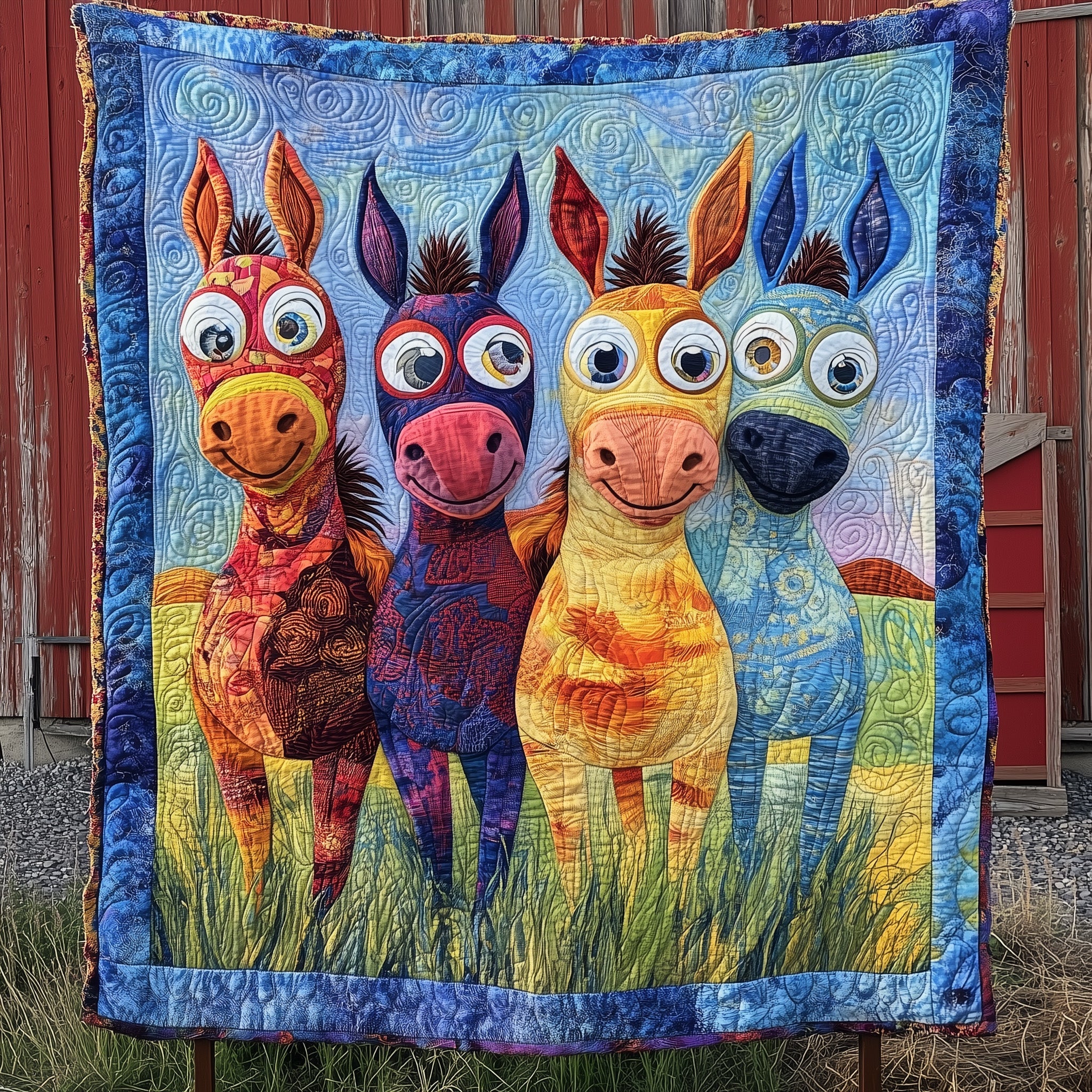 Donkey In The Farm Quilted Blanket Sofa Throw BlanketFamily Xmas Gift Ideas