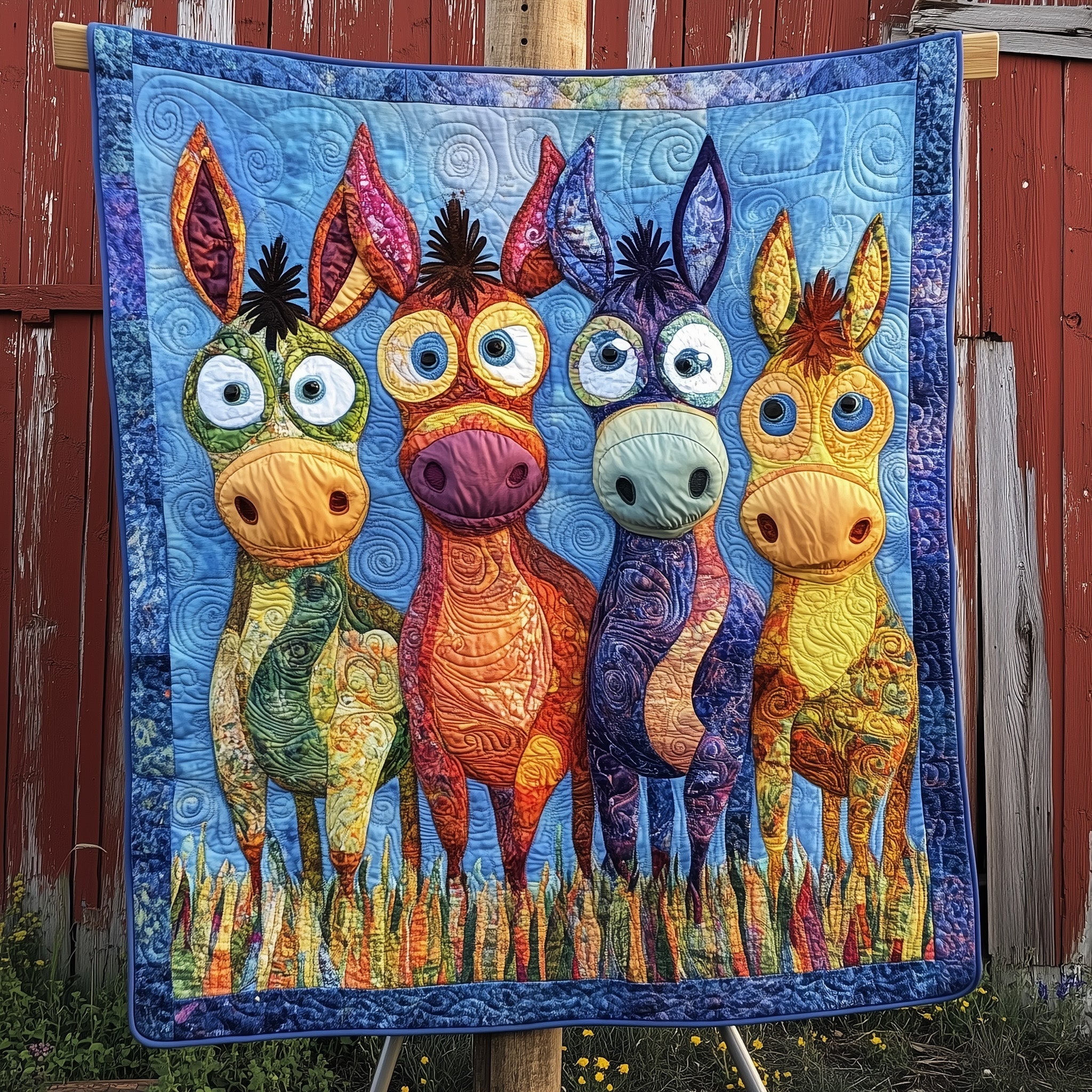Donkey In The Farm Quilted Blanket Sofa Throw BlanketFamily Xmas Present Ideas