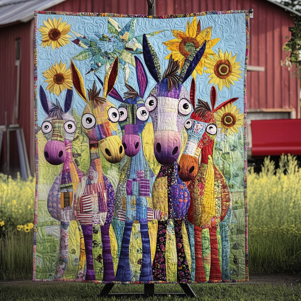 Donkey Mischief Quilted Blanket Christmas Throw Blanket Donkey Presents