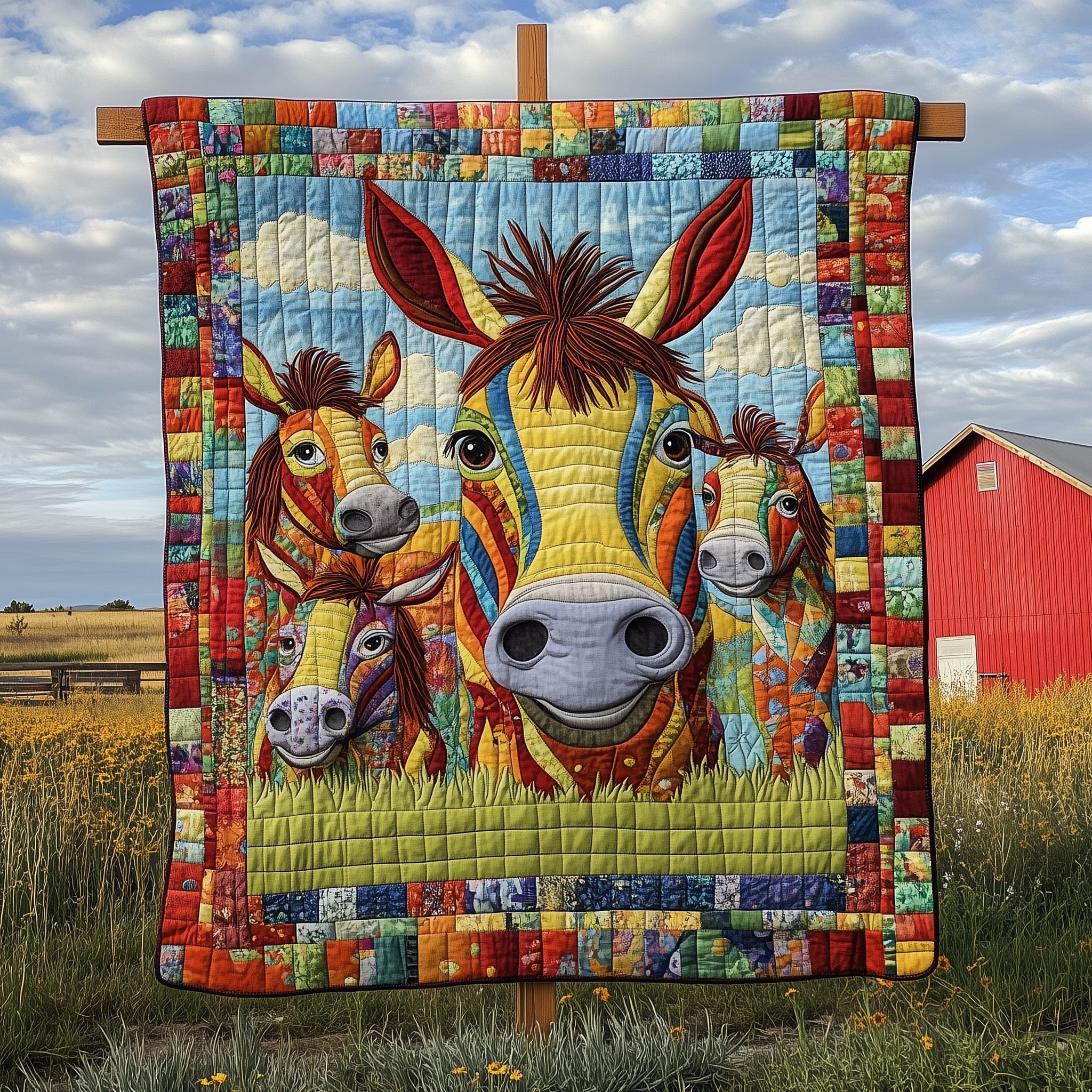 Donkey Snuggles Quilted Blanket Christmas Theme Quilted Blanket Throw