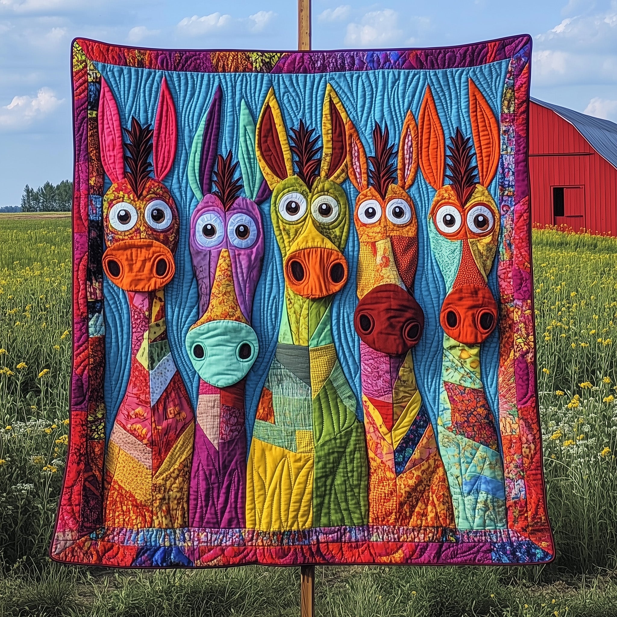 Donkey Snuggles Quilted Blanket Cozy Christmas Quilted Blanket