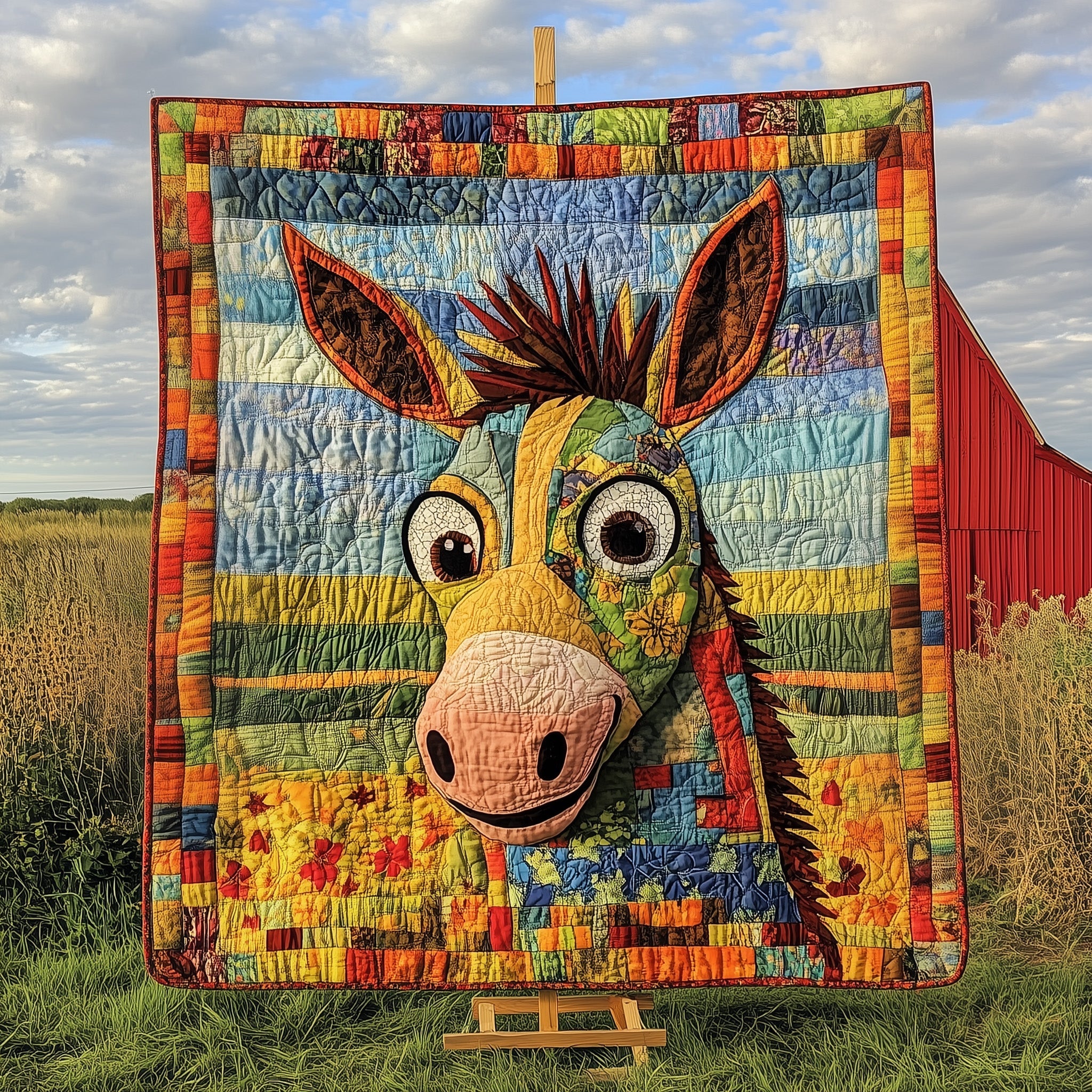 Donkey Snuggles Quilted Blanket Holiday Quilted Throw Blanket Gift Idea
