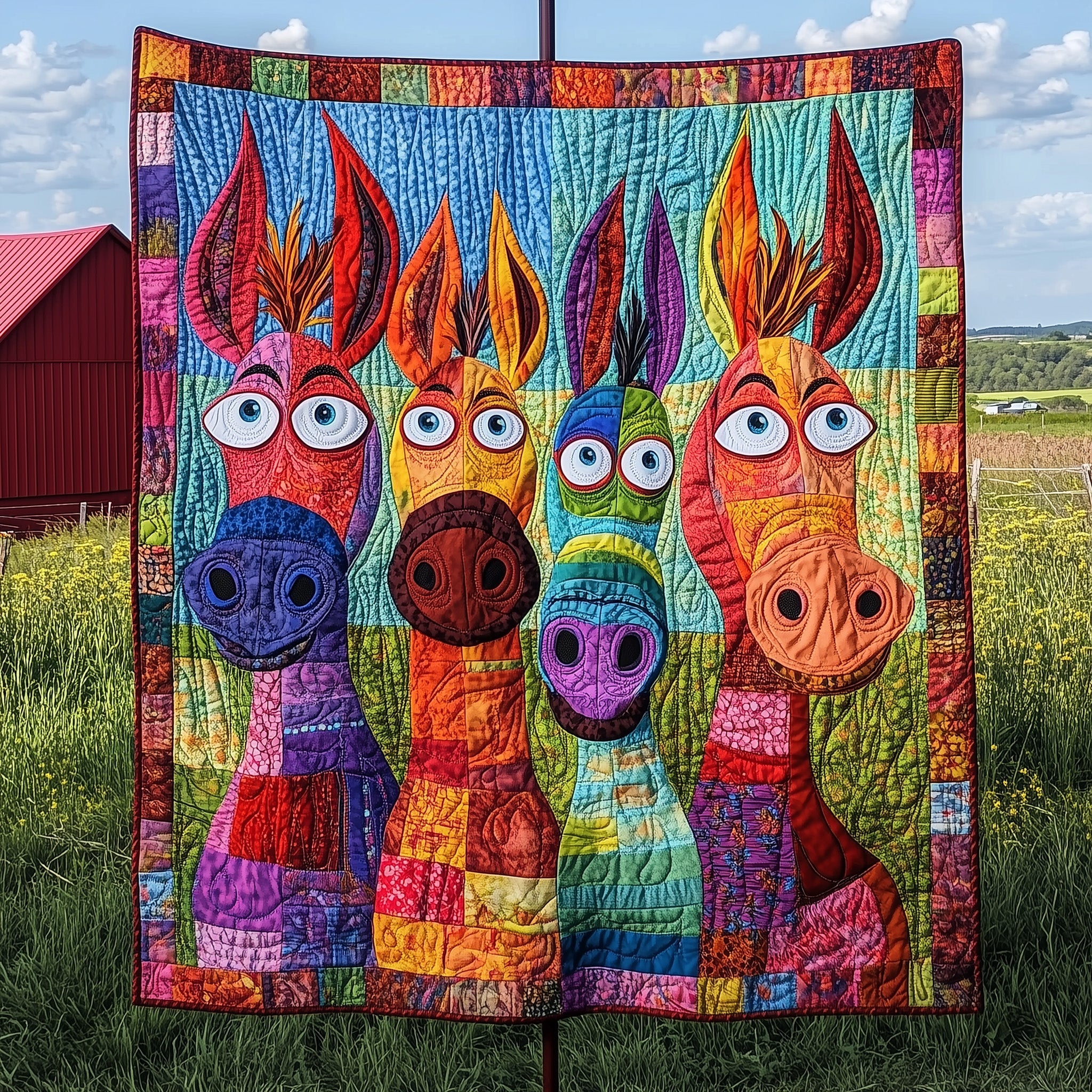 Donkey Snuggles Quilted Blanket Merry Christmas Quilt Blanket Decor