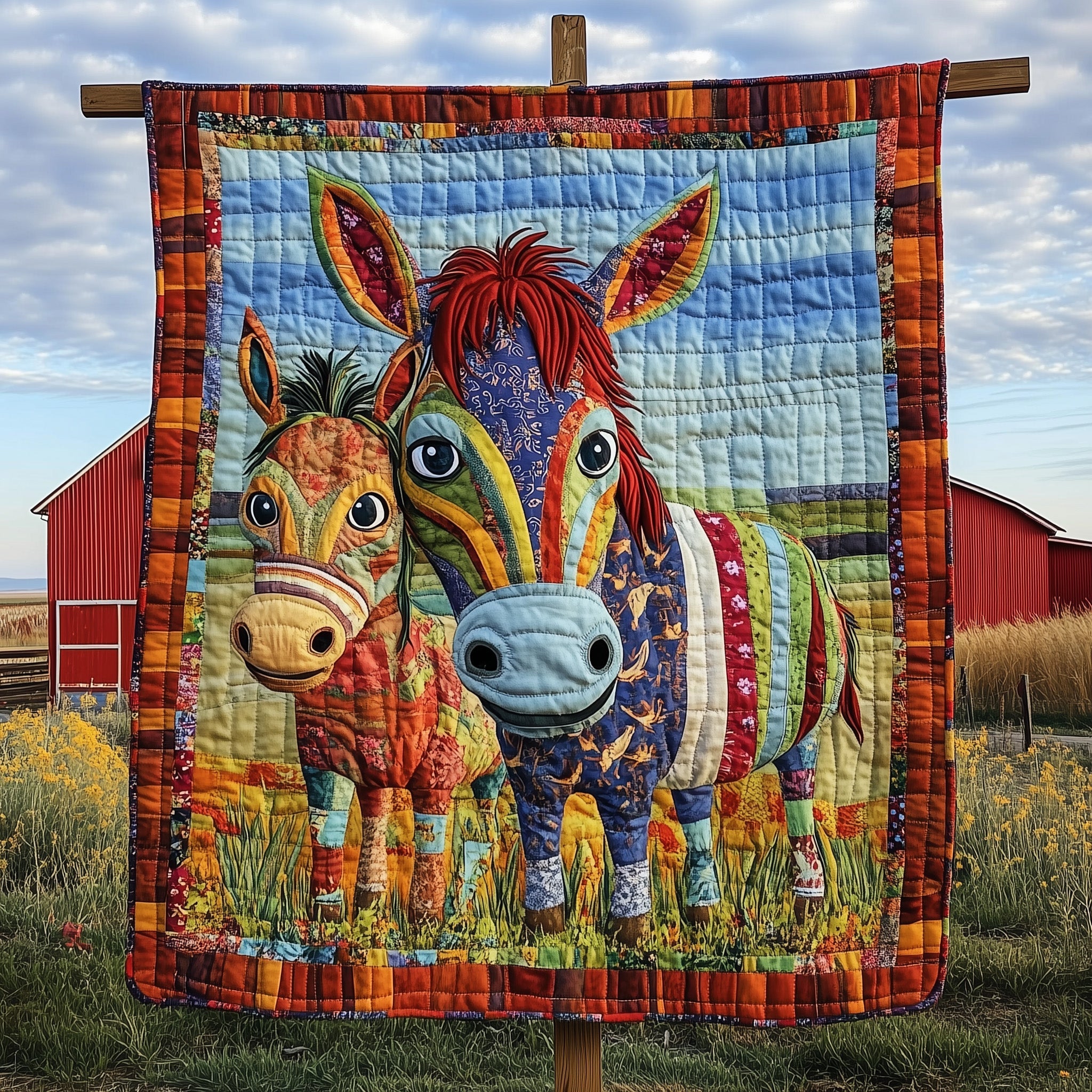 Donkey Snuggles Quilted Blanket Quilted Blanket for Christmas Decor