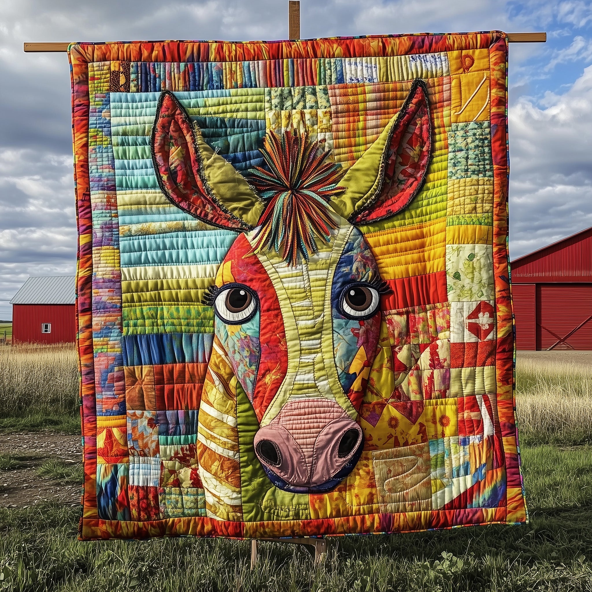 Donkey Snuggles Quilted Blanket Quilted Christmas Blanket for Couch & Sofa