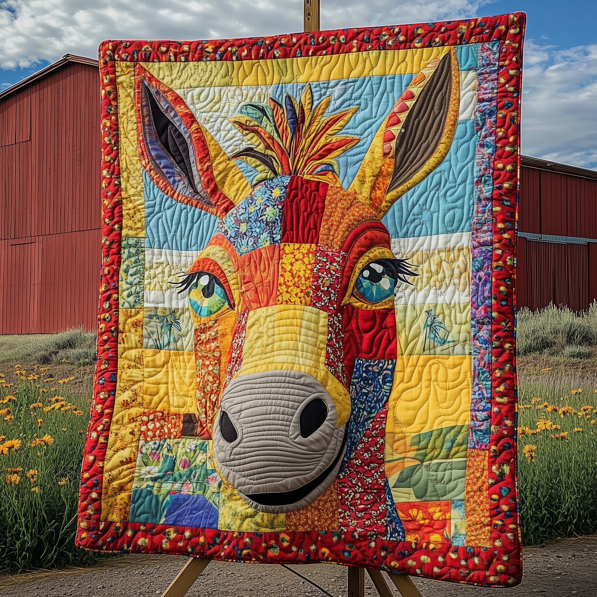Donkey Snuggles Quilted Blanket Warm Winter Quilt Blanket for Home
