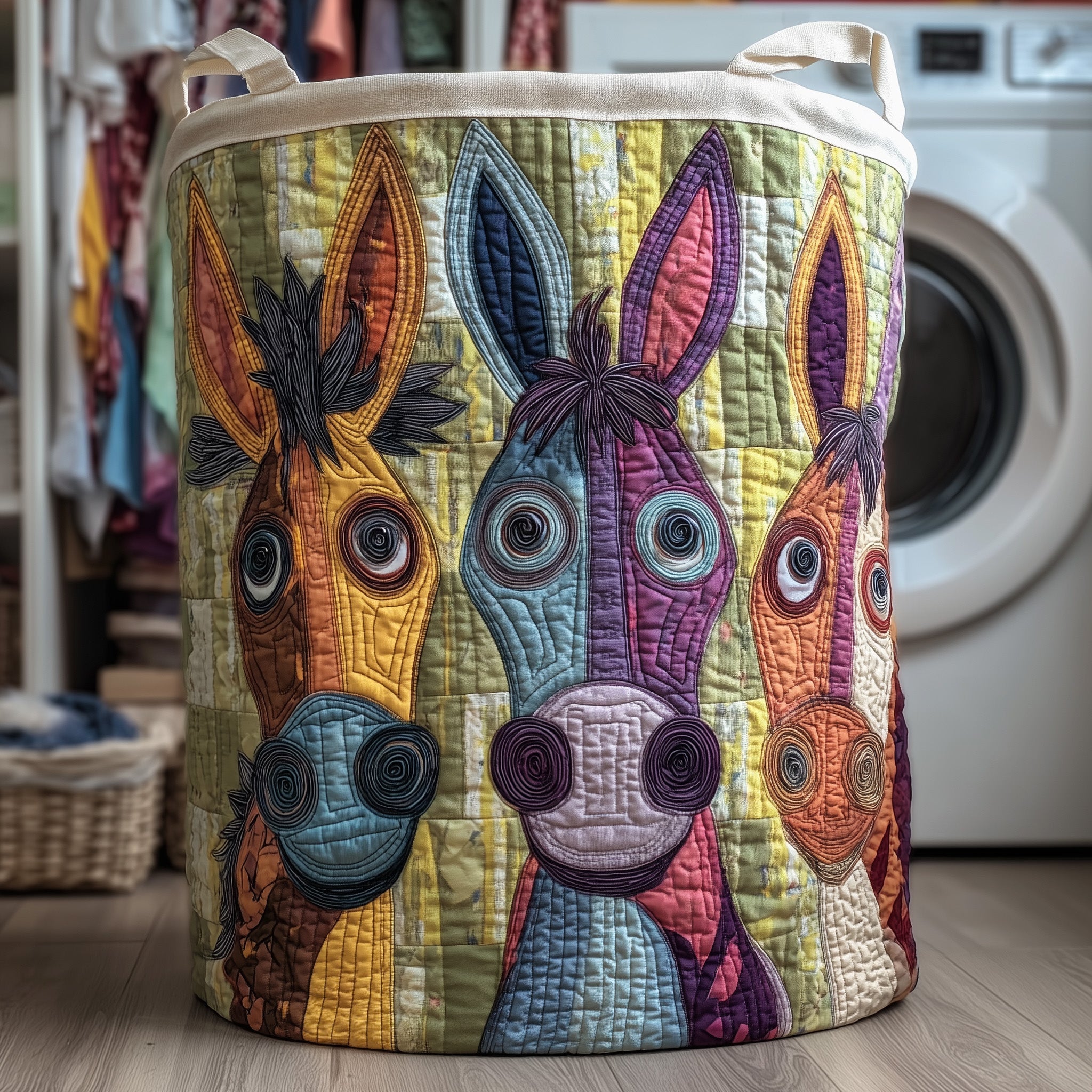 Donkey Whimsy Quilted Laundry Basket Christmas Present For A Farmer