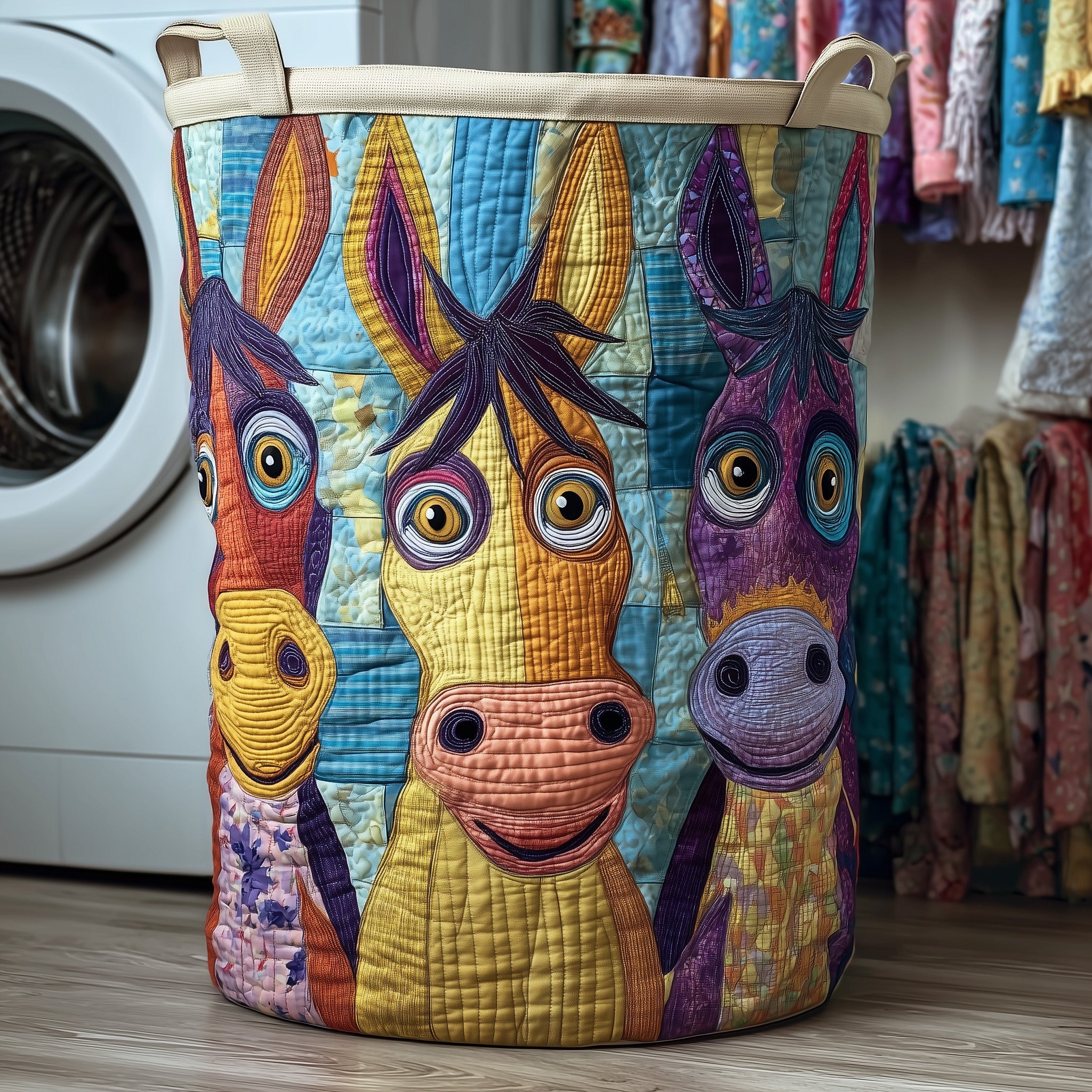 Donkey Whimsy Quilted Laundry Basket Donkey Christmas Gifts