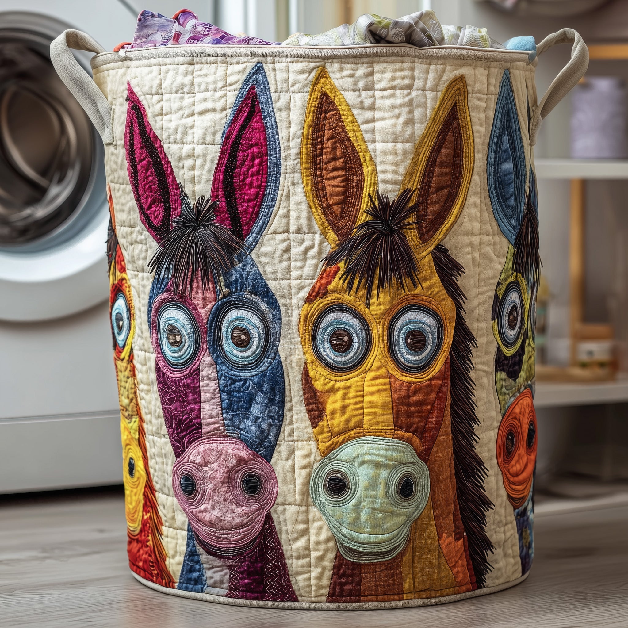 Donkey Whimsy Quilted Laundry Basket Donkey Present Ideas