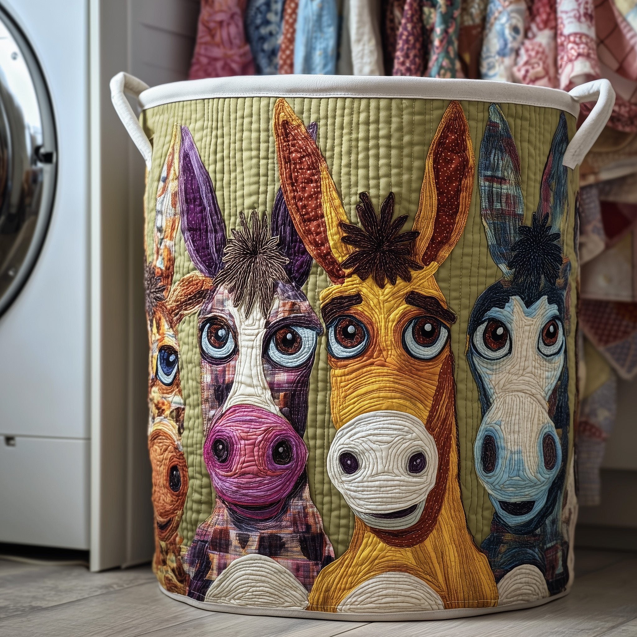 Donkey Whimsy Quilted Laundry Basket Gifts For Donkey Lovers