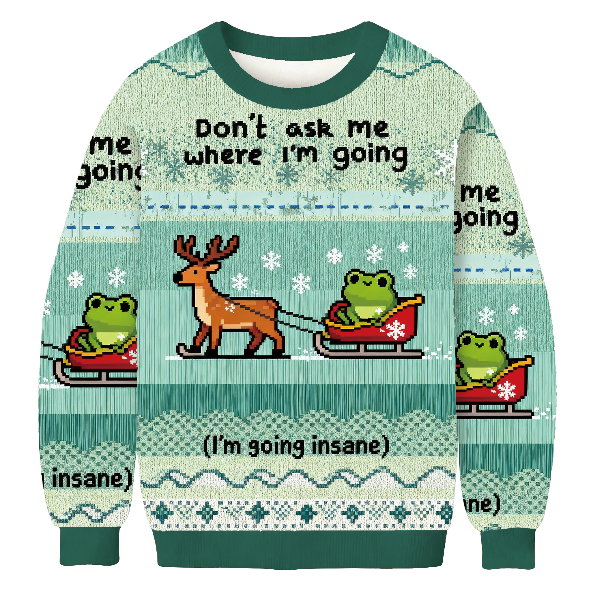 Don't Ask Me Where I'm Going Funny Frog Meme Christmas Ugly Sweater Holiday Clothing Gifts