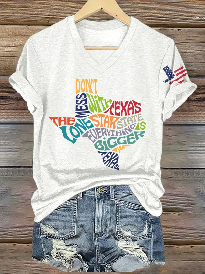 Dont Mess With Texas Lone Star State V-Neck Shirt Everything Is Bigger In Texas Patriotic Fan Gift