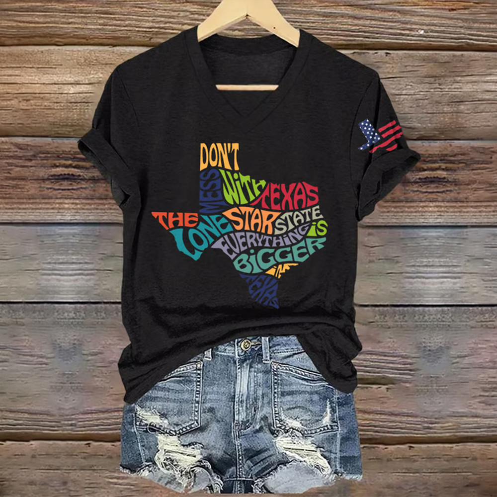 Don't Mess With Texas The Lone Star State Everything Is Bigger In Texas V-Neck Shirt Patriotic Gift