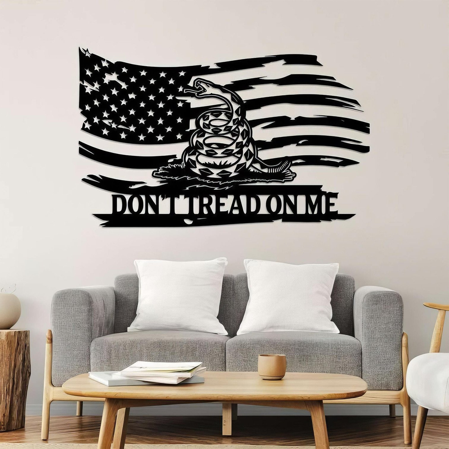 Don't Tread On Me American Flag Metal Sign Patriotic Merch Home Living Room Wall Decor