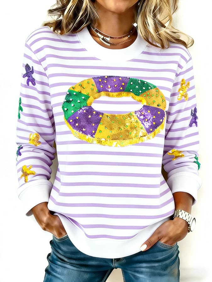 Donut Mardi Gras Sweatshirt Mardi Gras Clothes Women Gifts For Girlfriend