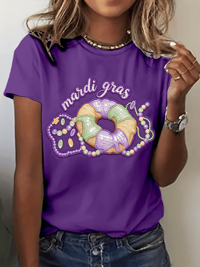 Donut Mardi Gras T-Shirt Women's Mardi Gras Apparel Fleur De Lis Shirt New Orleans Apparel
