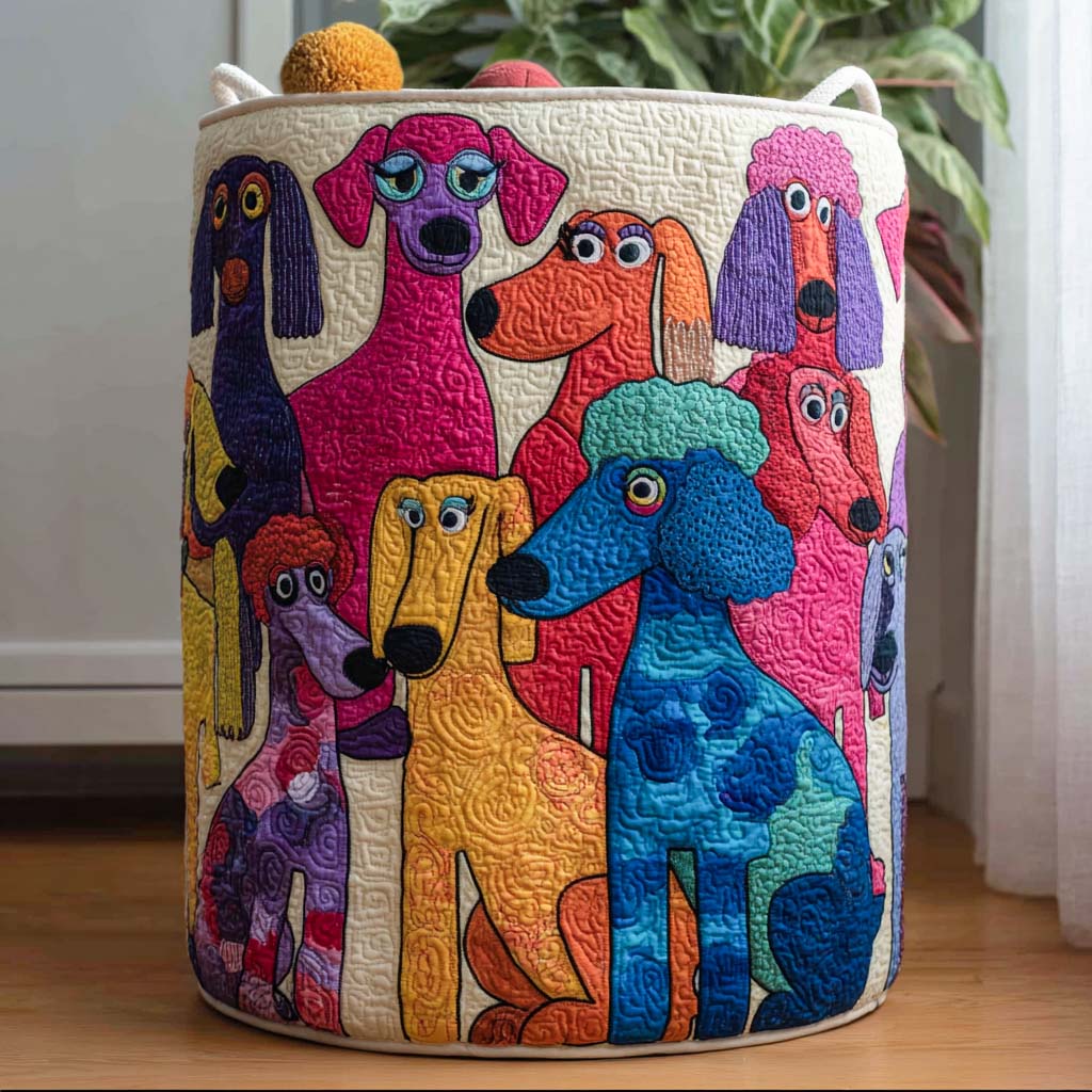 Doodle Paws Quilted Laundry Basket Valentine's Day Merch Gift