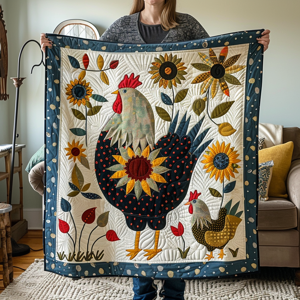 Dot Chicken Quilted Blanket Gifts For Chicken Owners