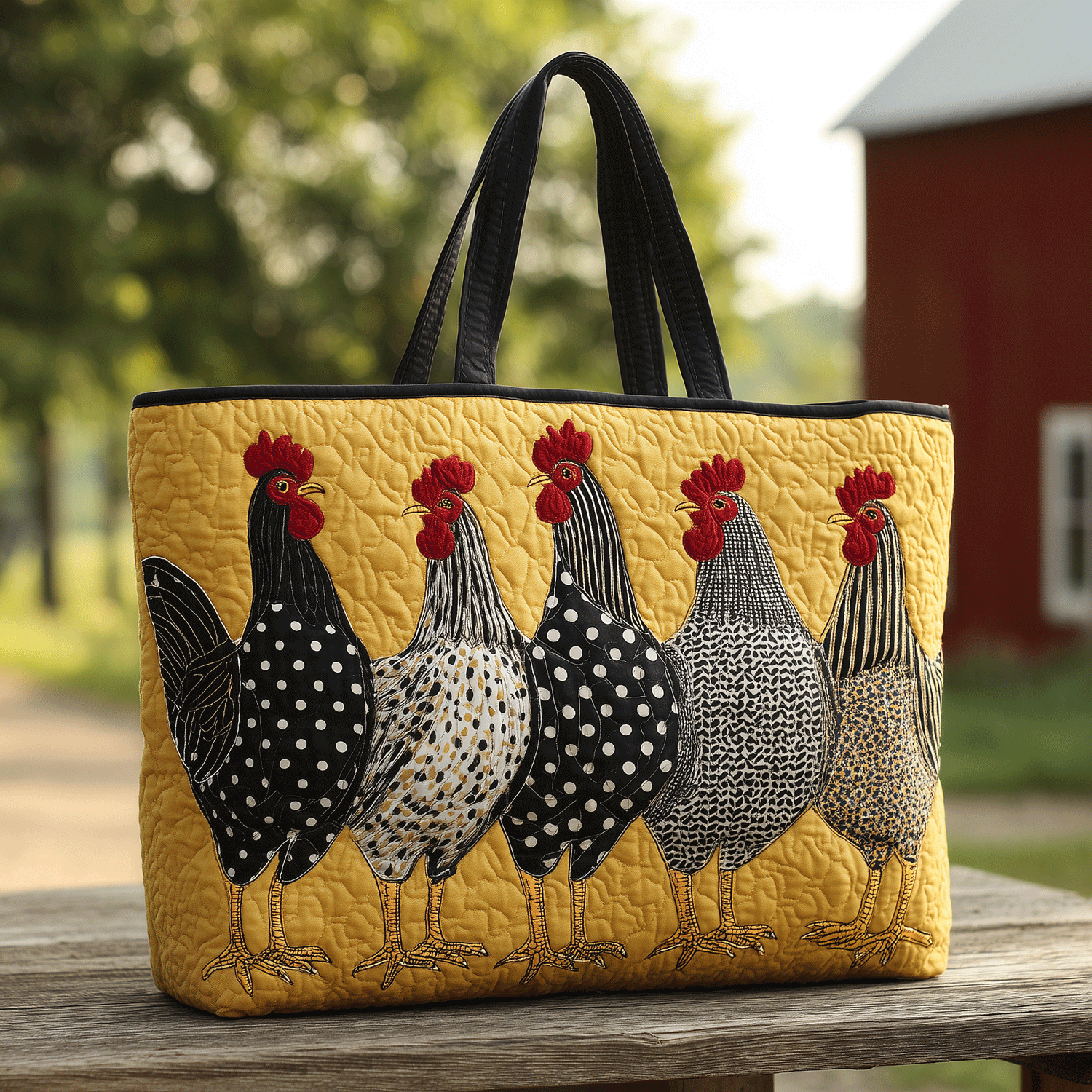 Dotted Hens Quilted Tote Bag Great Gifts For Farmers