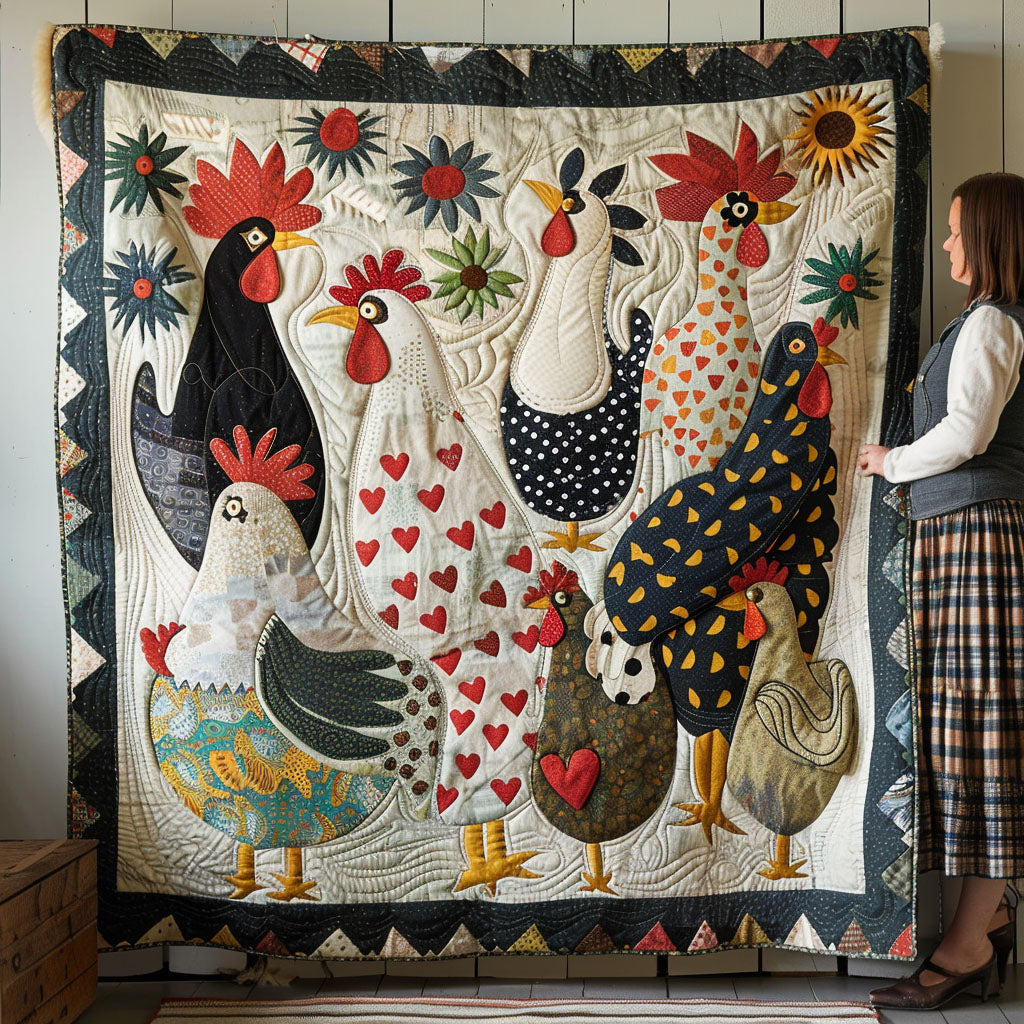 Dotty Chicken Haven Quilted Blanket Chicken Lover Presents