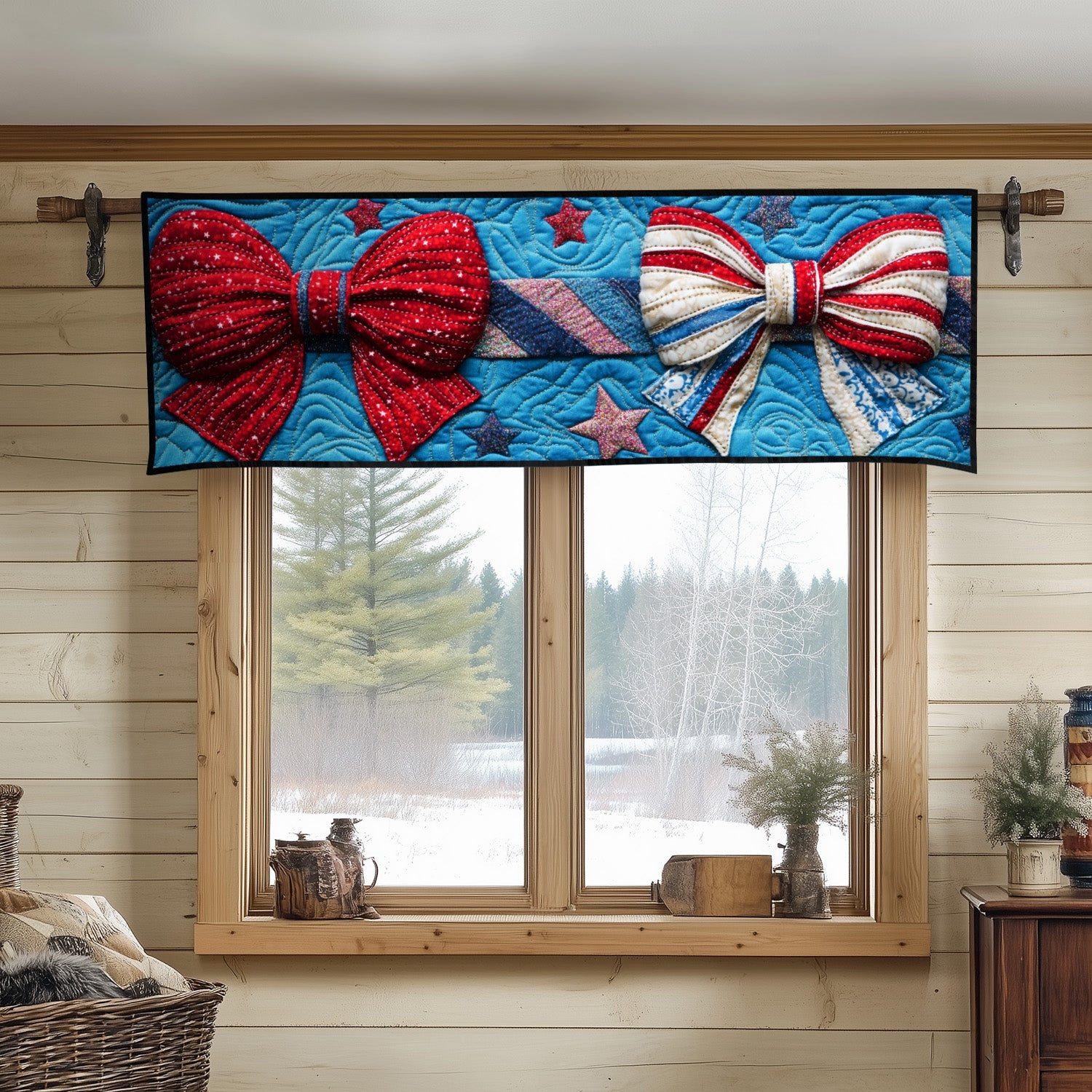 Double Bows Quilted Valance Front Door Decor 4Th Of July Client Gifts