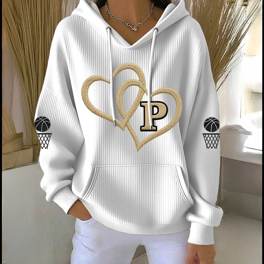 Double Heart Basketball Hoodie Basketball Hooded Sweatshirt Game Day Gear