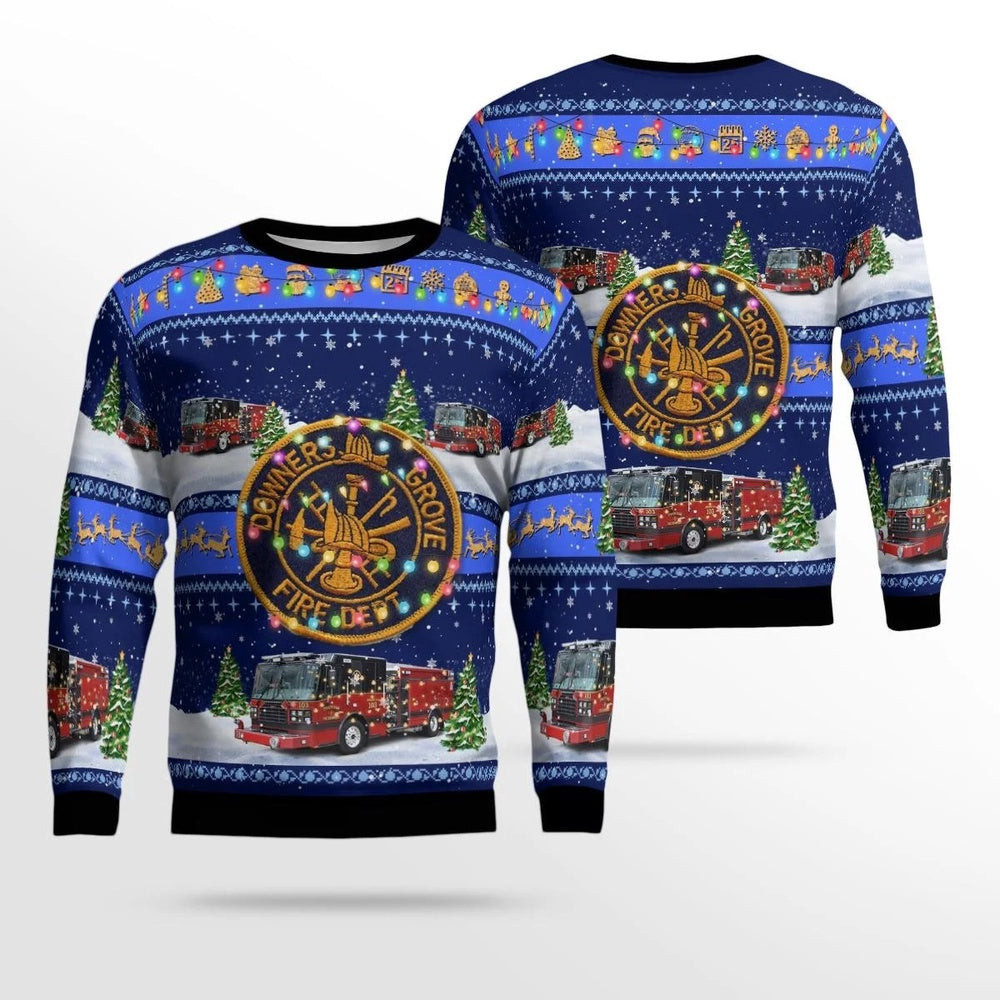 Downers Grove DuPage County Illinois Downers Grove Fire Department Christmas Ugly Sweater Xmas Unisex Sweater Christmas Gifts For Men Women