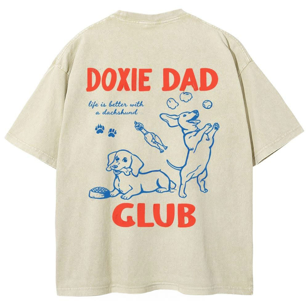 Doxie Dad Club T-Shirt Funny Dachshund Dad Clothing Gift For Dog Lover