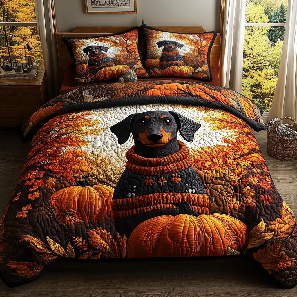 Doxie Dreams Quilted Bedding Set Bed Room Decoration Dachshund Christmas Gifts