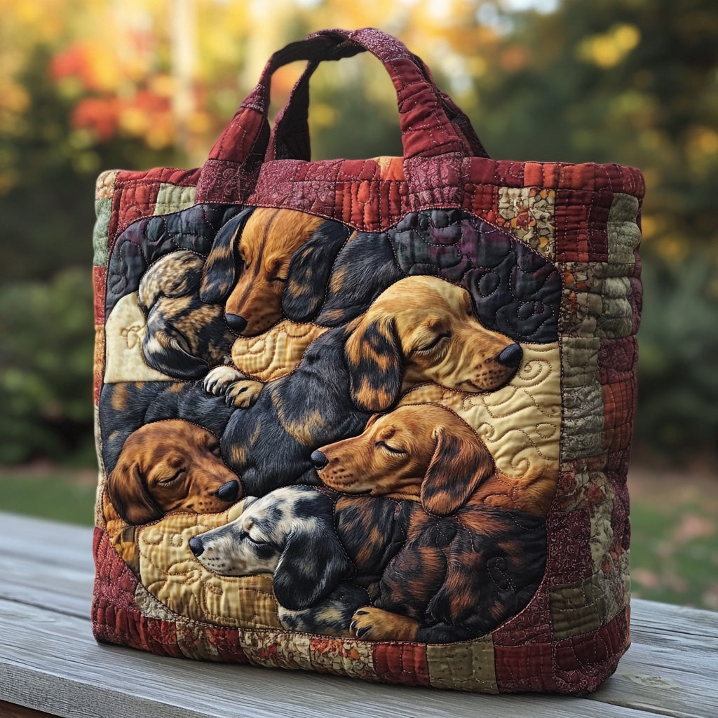 Doxie Dreams Quilted Tote Bag Funny Dog Owner Presents