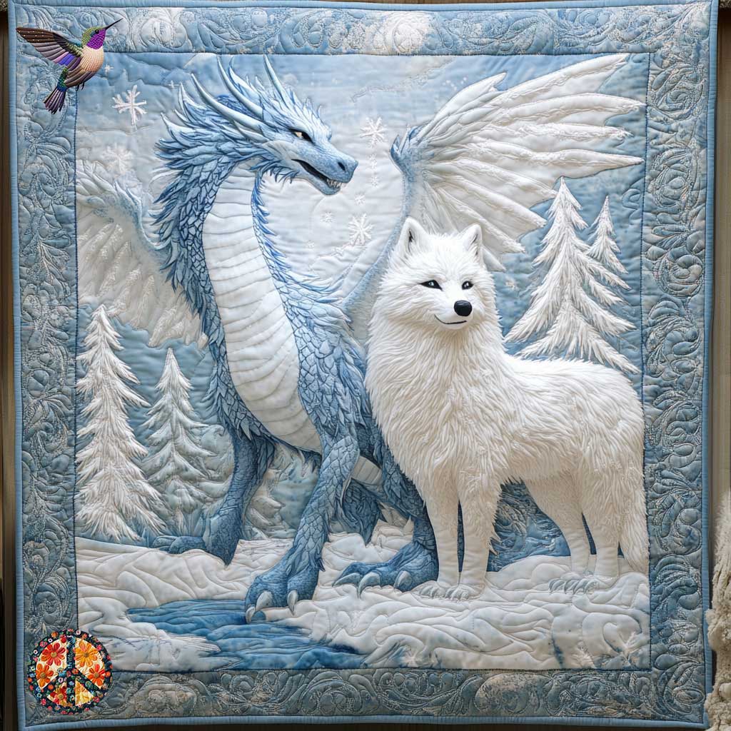 Dragon And Wolf Bond Quilt Blanket Best Throw Blanket Dragon Themed Gifts For Adults