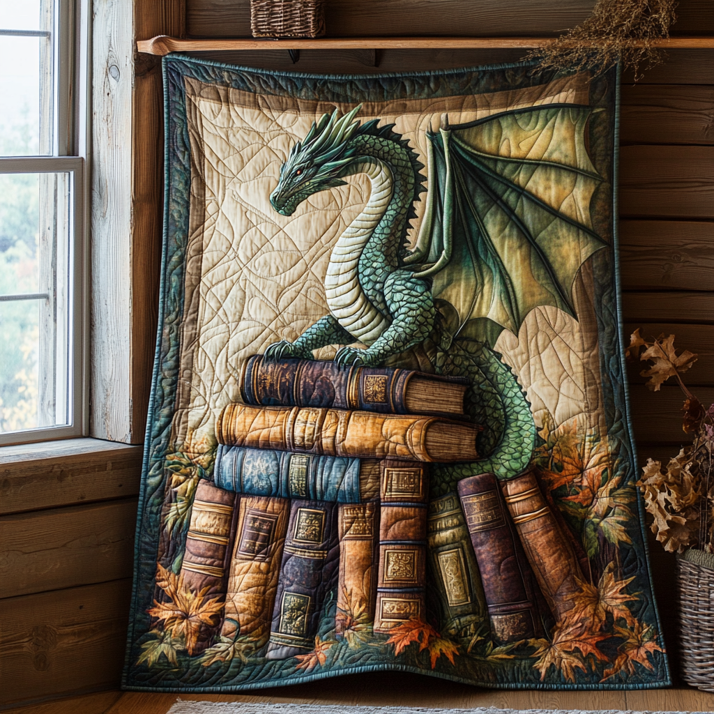 Dragon Autumn Fantasy Quilted Blanket Gift For Dragon Lover