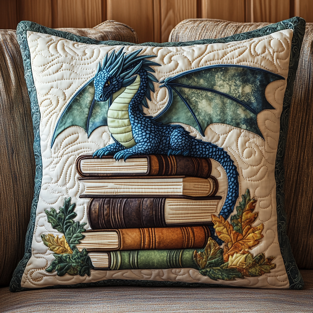 Dragon Autumn Fantasy Quilted Pillow Case Winter Pillow Cover