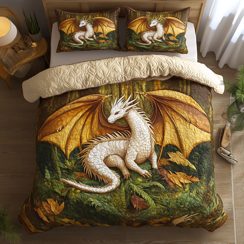 Dragon Autumn Quilted Bedding Set Best Comforter Sets Dragon Items For Lovers