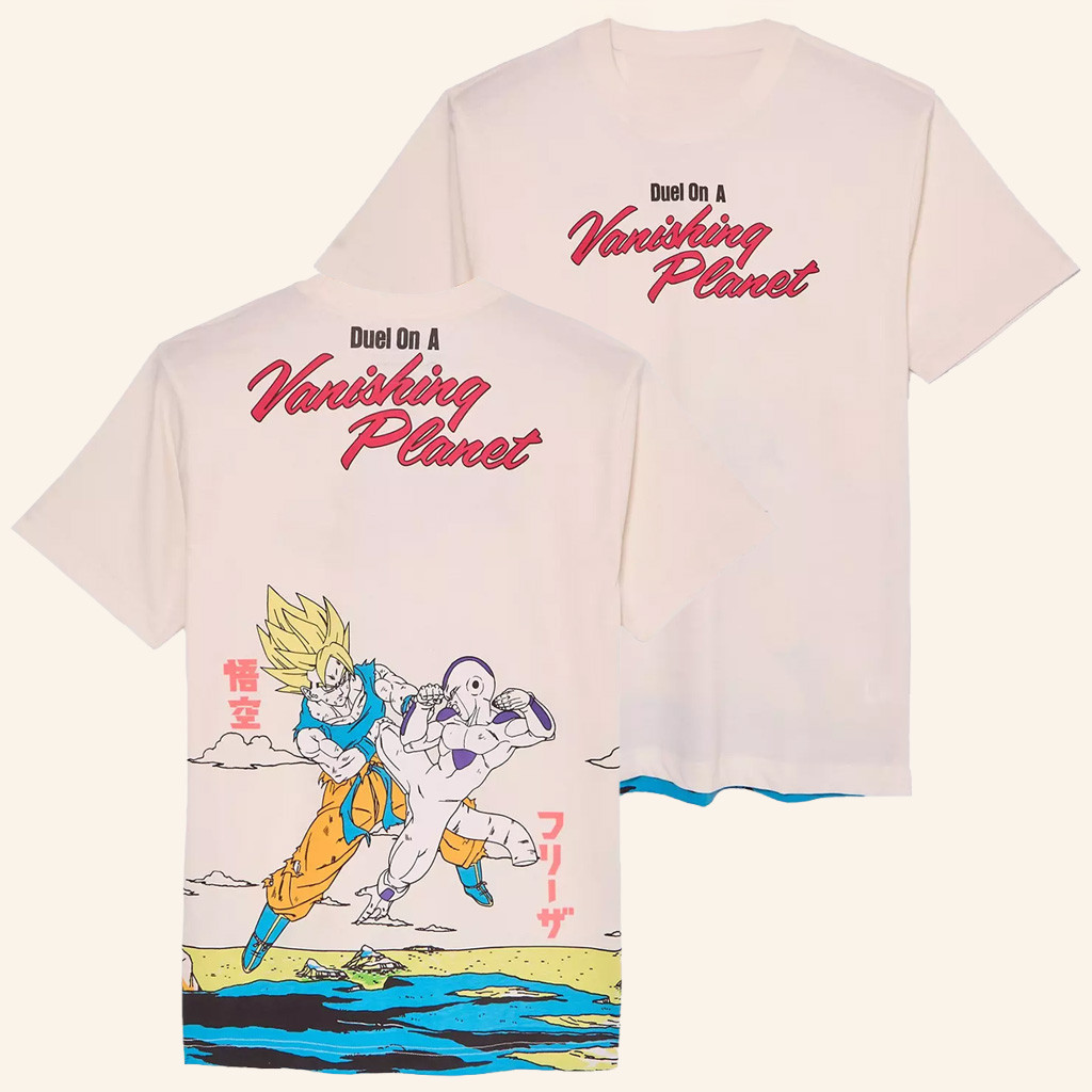 Dragon Ball Z Merch Frieza And Goku Battle T-Shirt Duel On A Vanishing Planet Shirt Fan Gifts