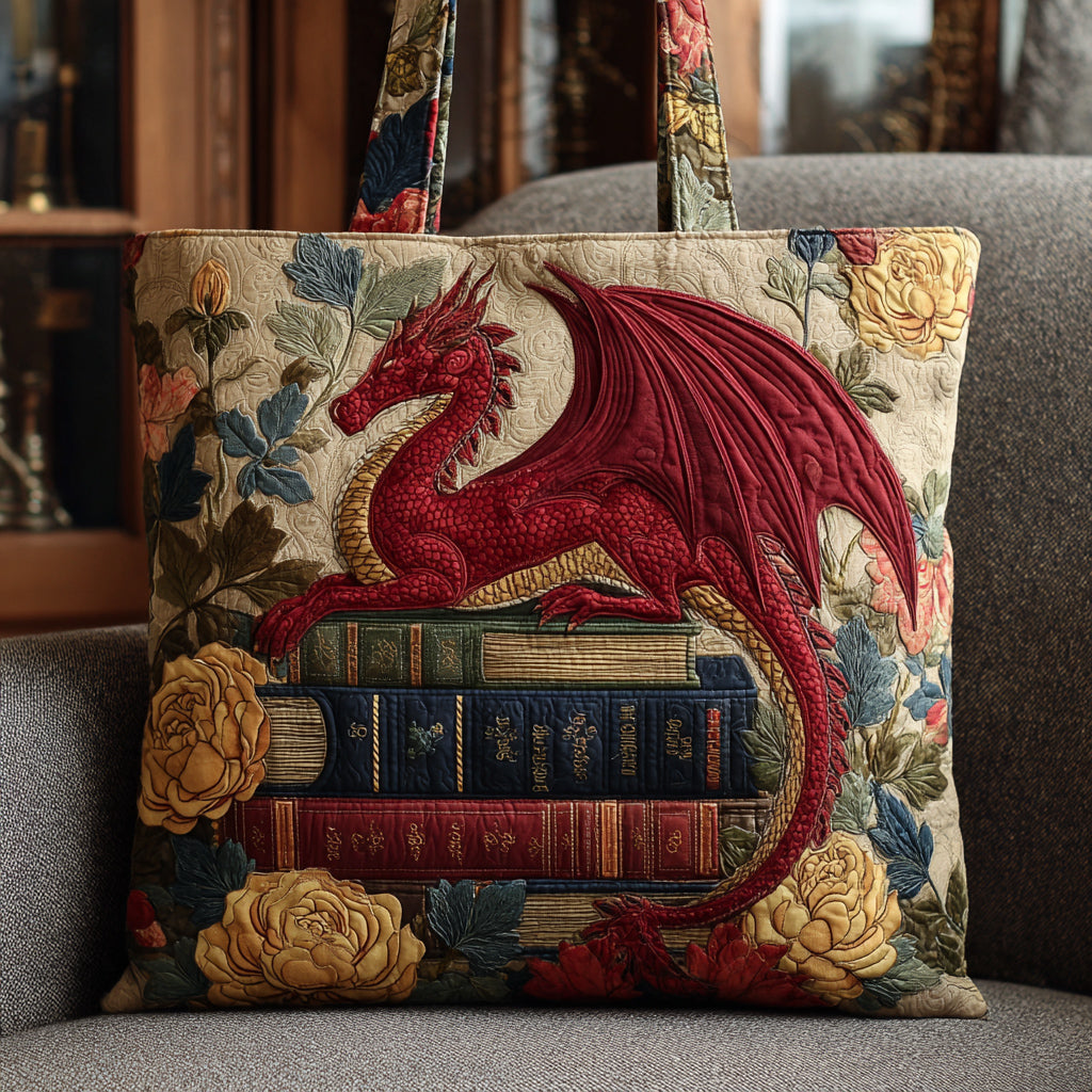 Dragon Book Keeper Quilted Tote Bag Christmas Gifts For Book Lovers