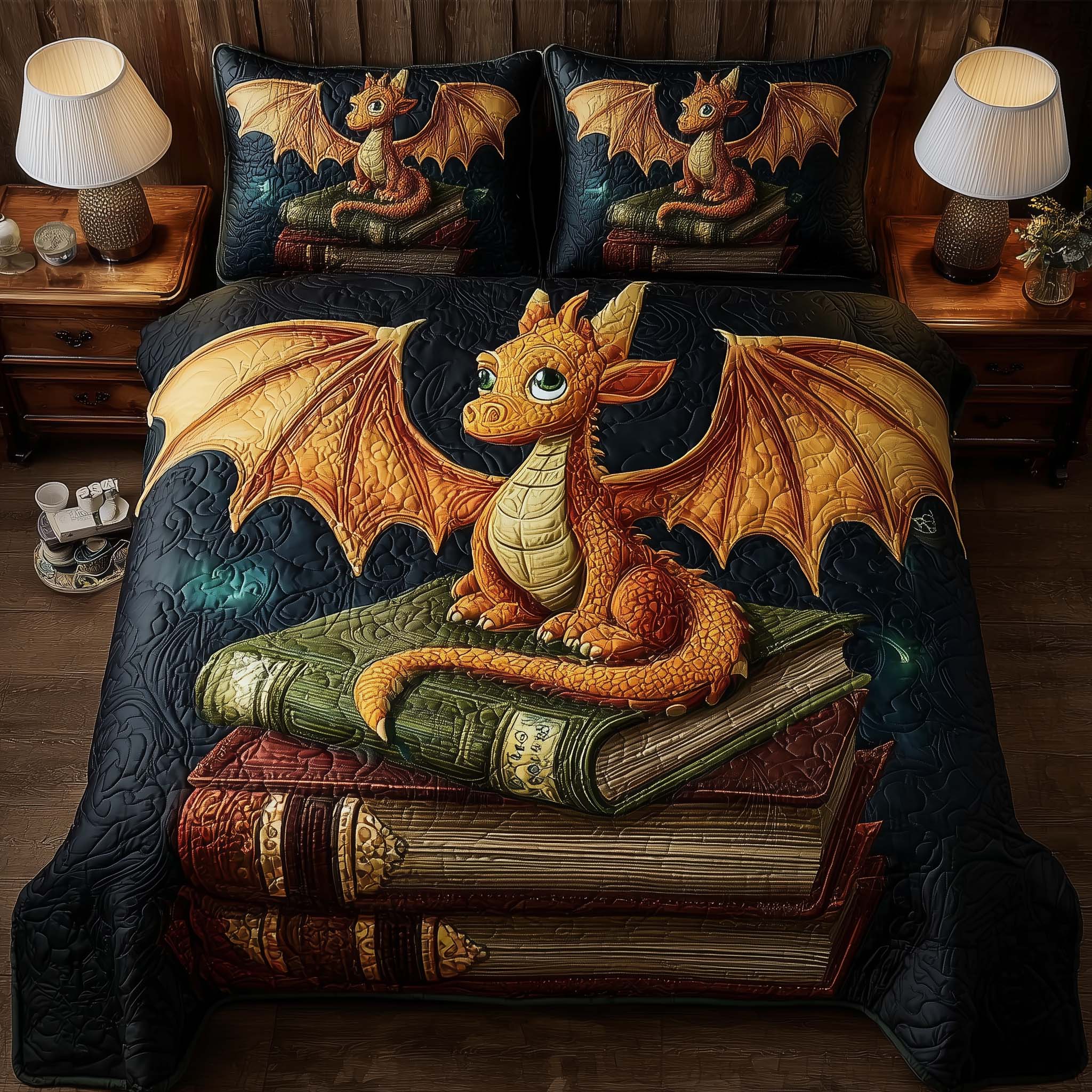 Dragon Book Quilted Bedding Set Durable And Long-lasting