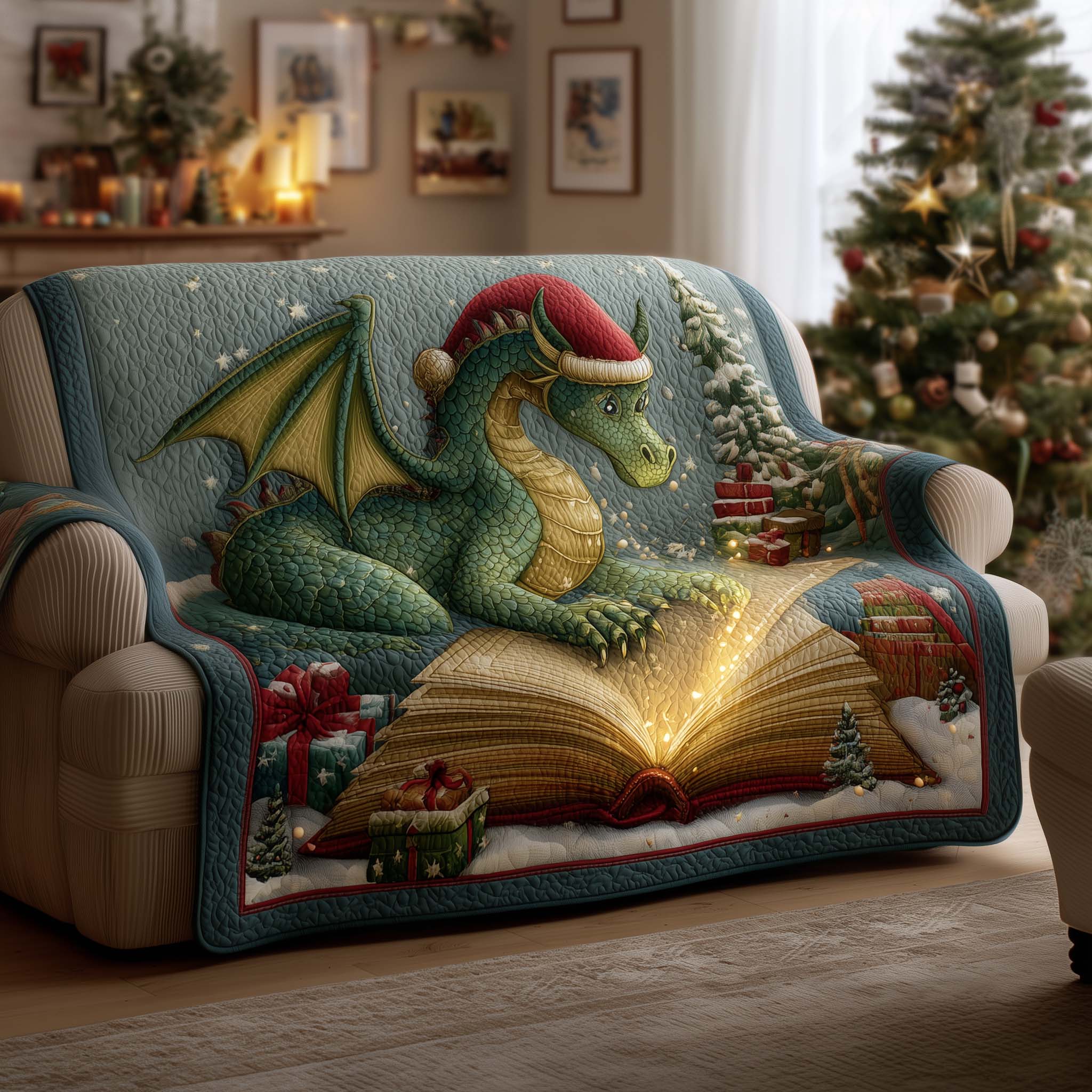 Dragon Book Quilted Sofa Cover Powerful Animal Sofa Guard Great Dragon Lover Gifts